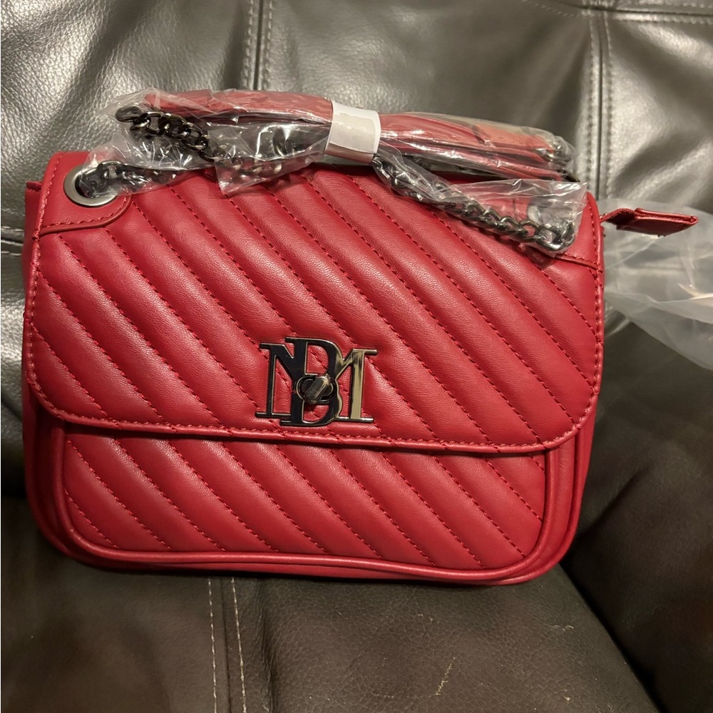 Badgley Mischka Elegant Red Quilted Crossbody Bag